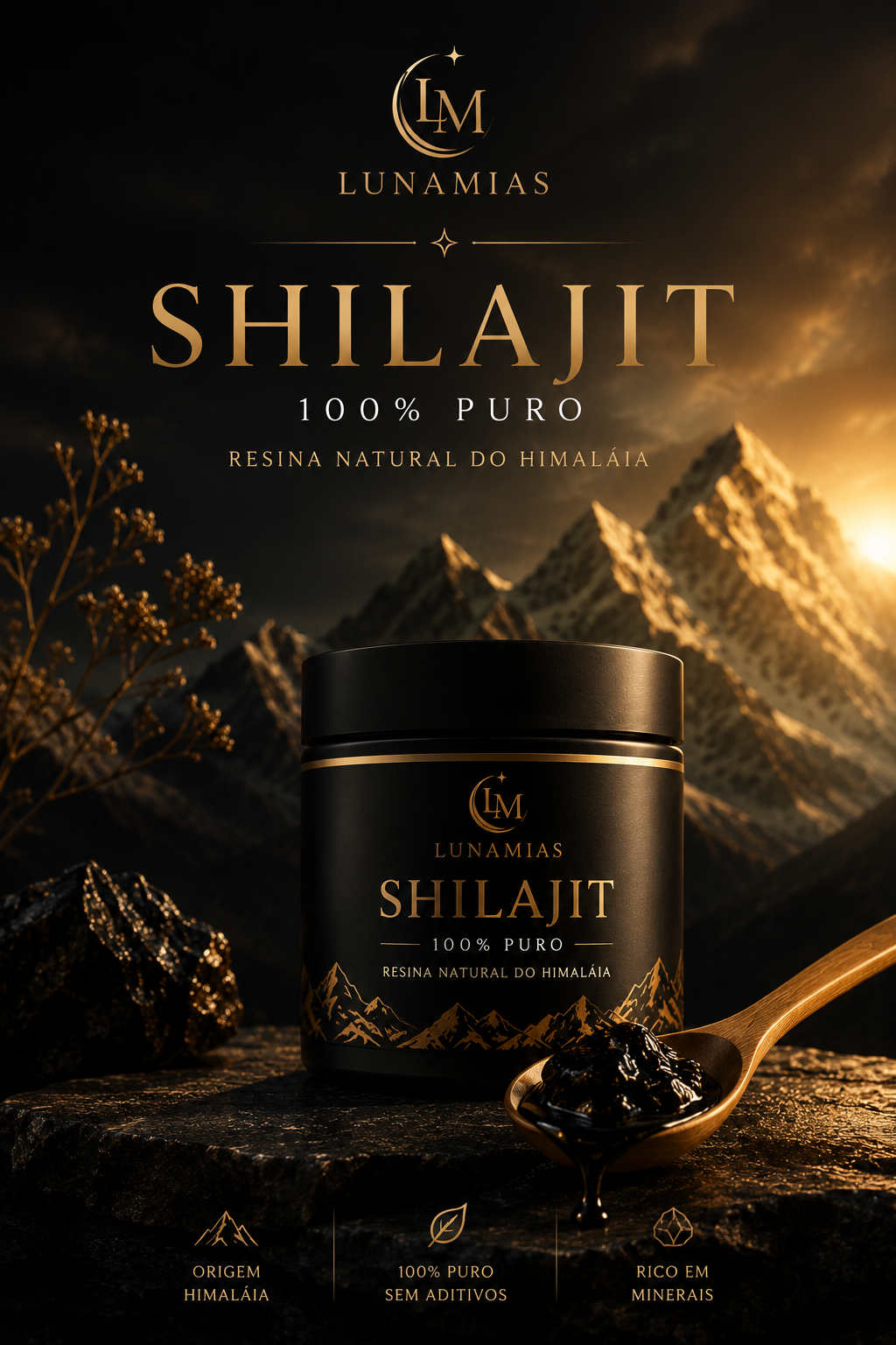 Shilajit 100% Puro do Himalaia