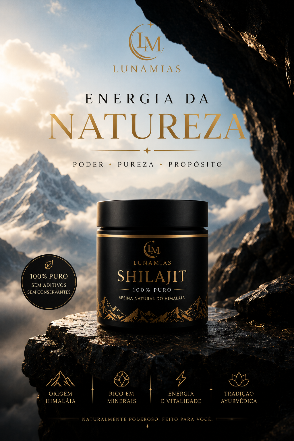 Shilajit 100% Puro do Himalaia