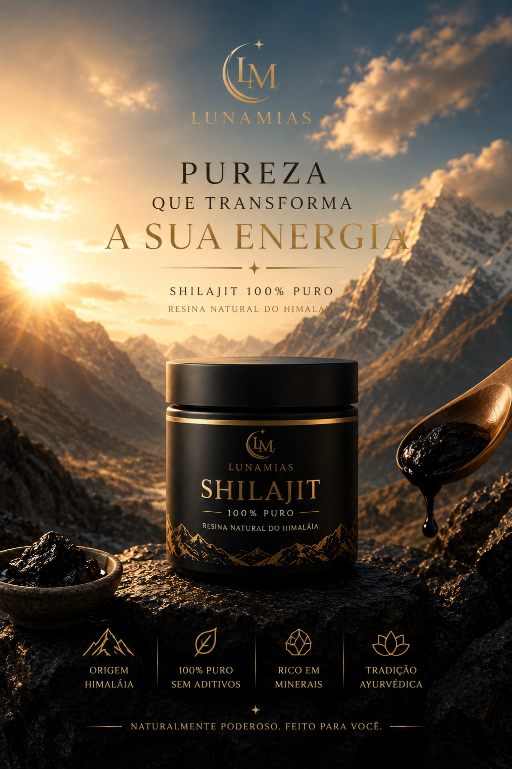 Shilajit 100% Puro do Himalaia