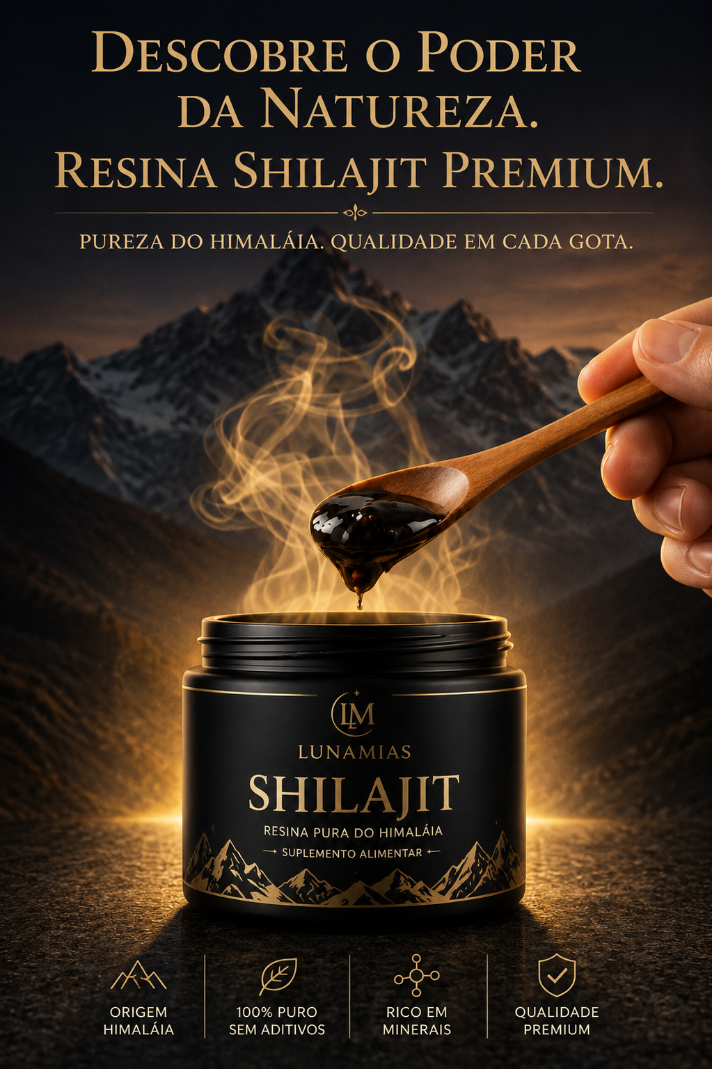 Shilajit 100% Puro do Himalaia