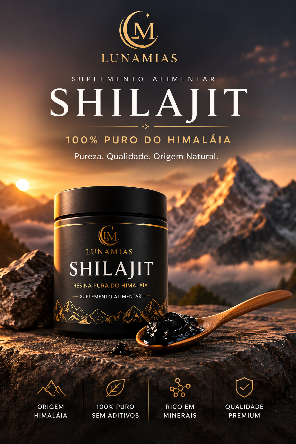 Shilajit 100% Puro do Himalaia